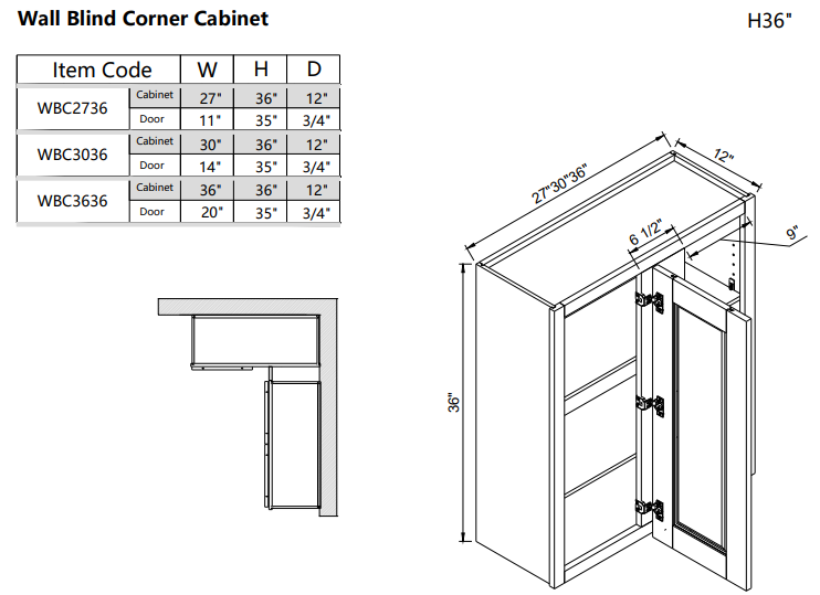 Wall Blind Corner WBC2736