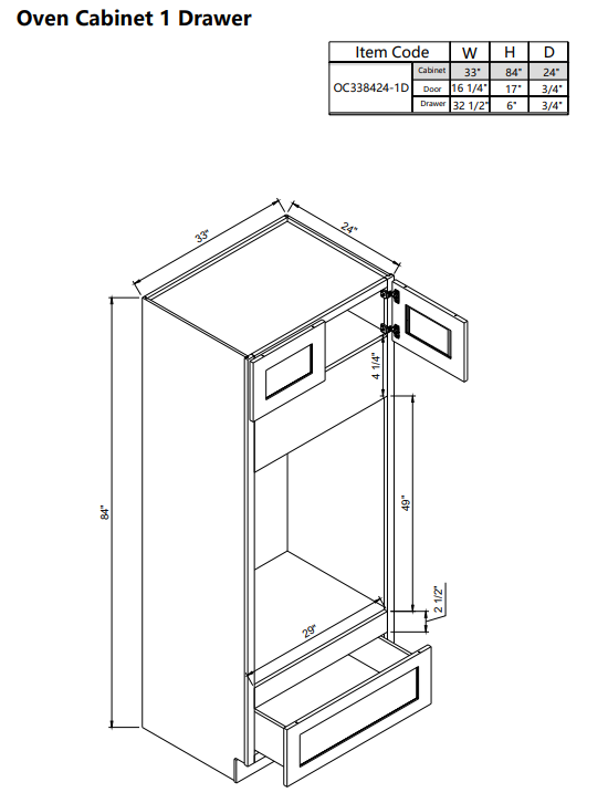 Oven Cabinet OC338424-1D