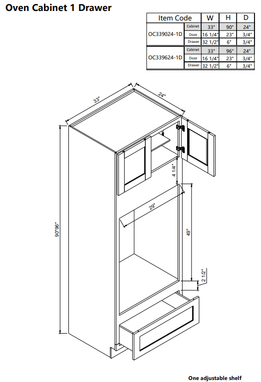 Oven Cabinet OC339024-1D