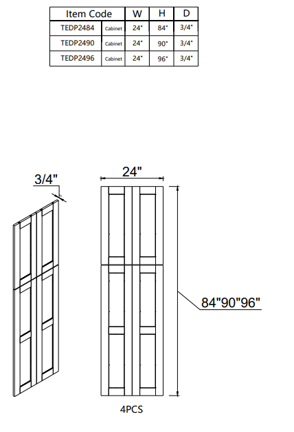 Tall End Decorative Panel TEDP2496