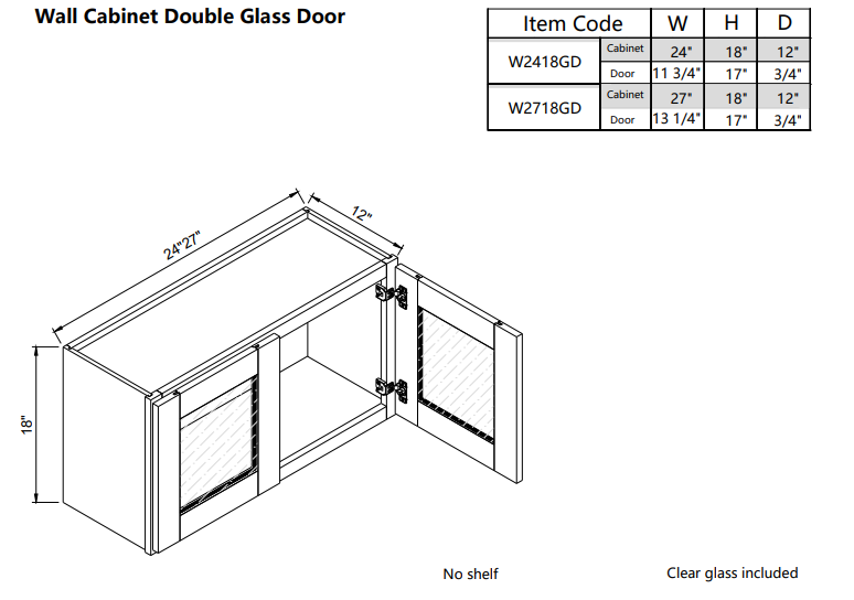 Wall Glass Door W2718GD
