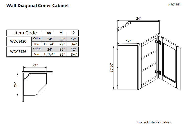 Wall Diagonal Corner WDC2430