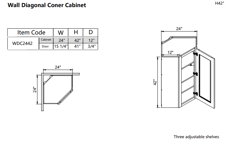 Wall Diagonal Corner WDC2442
