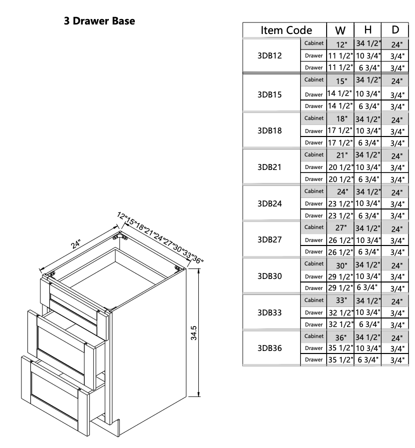 Base de cajón 3DB12