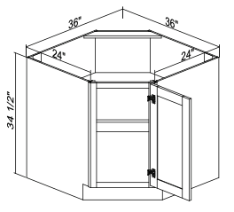 Corner Sink Base Full Cabinet CSB36-FH