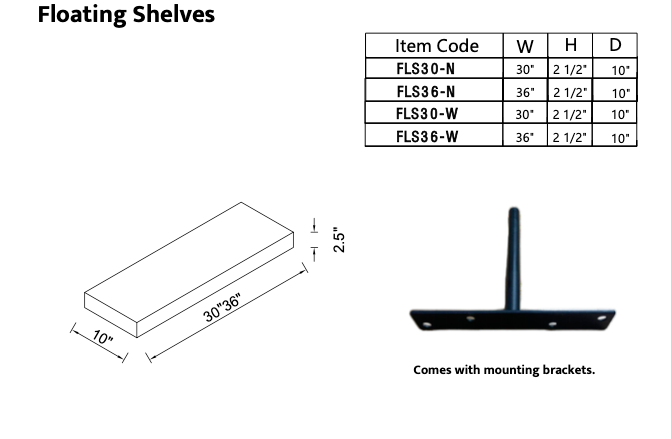 Floating Shelf S36-W