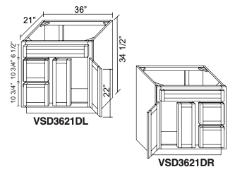 Vanity Sink Base with Two Drawers VSD3621DR