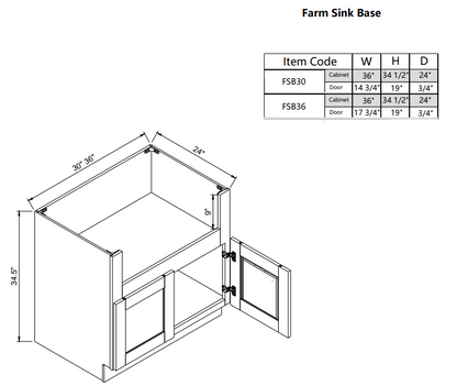 Base para fregadero de granja FSB30
