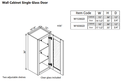 Wall Glass Door W1536GD