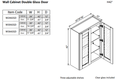 Wall Glass Door W3642GD