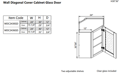 Wall Diagonal Corner Glass Door WDC2436GD